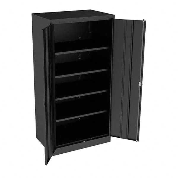 Tennsco - 5 Shelf Locking Storage Cabinet - Steel, 36" Wide x 24" Deep x 72" High, Black - Caliber Tooling