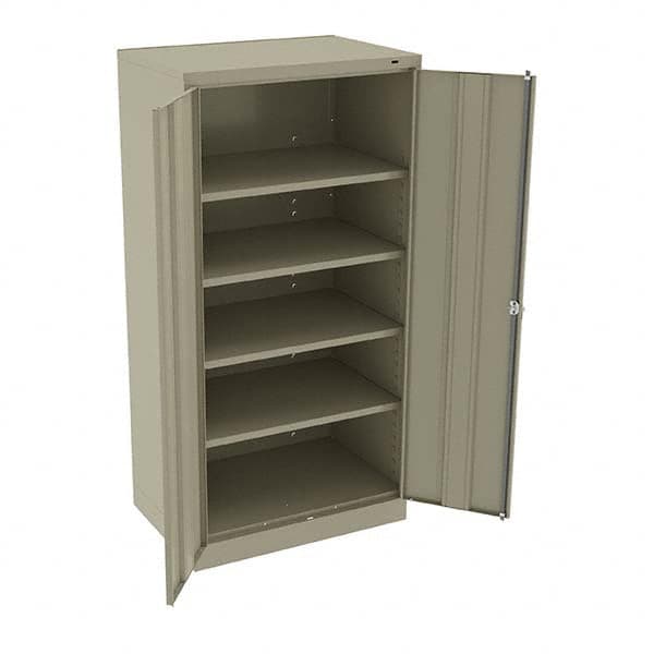 Tennsco - 5 Shelf Locking Storage Cabinet - Steel, 36" Wide x 24" Deep x 72" High, Sand - Caliber Tooling