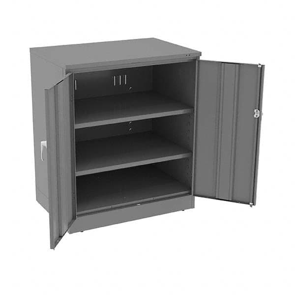 Tennsco - 3 Shelf Locking Storage Cabinet - Steel, 36" Wide x 24" Deep x 42" High, Medium Gray - Caliber Tooling