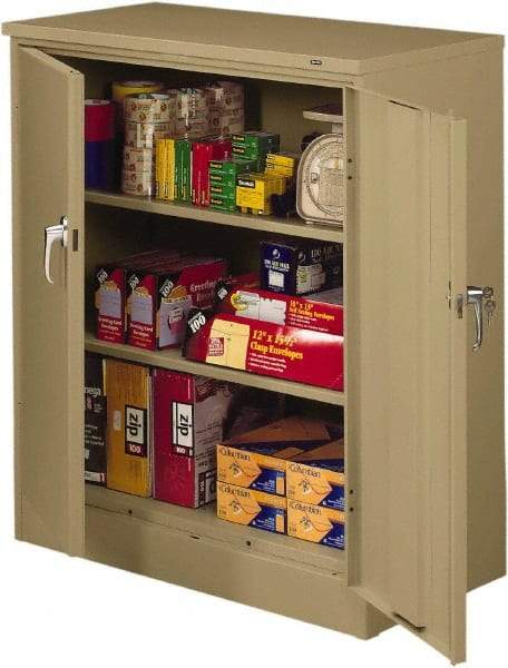 Tennsco - 3 Shelf Locking Storage Cabinet - Steel, 36" Wide x 18" Deep x 42" High, Sand - Caliber Tooling