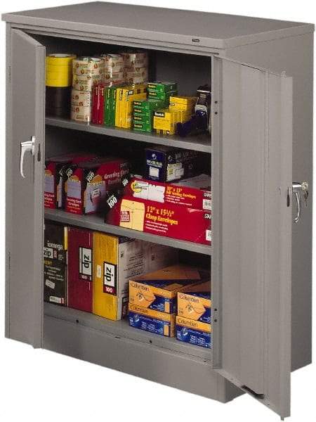 Tennsco - 3 Shelf Locking Storage Cabinet - Steel, 36" Wide x 18" Deep x 42" High, Medium Gray - Caliber Tooling