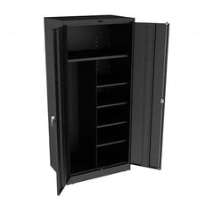 Tennsco - 6 Shelf Combination Storage Cabinet - Steel, 36" Wide x 24" Deep x 78" High, Black - Caliber Tooling