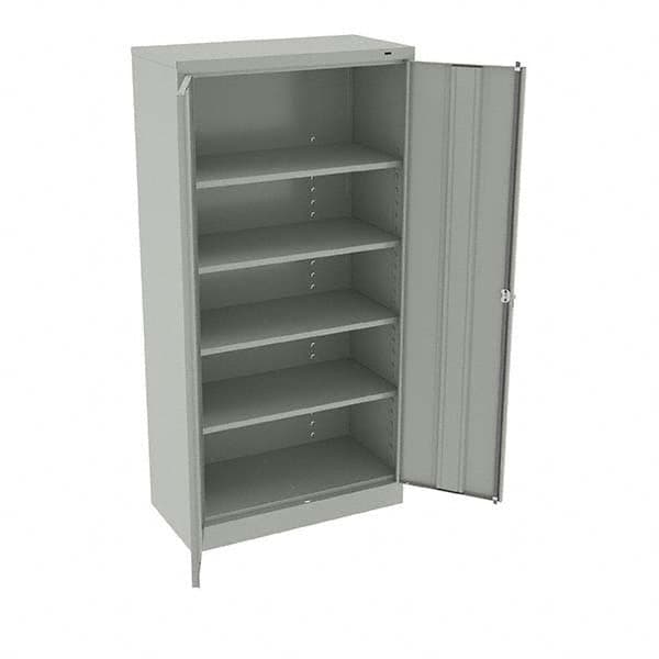 Tennsco - 5 Shelf Locking Storage Cabinet - Steel, 36" Wide x 18" Deep x 72" High, Light Gray - Caliber Tooling