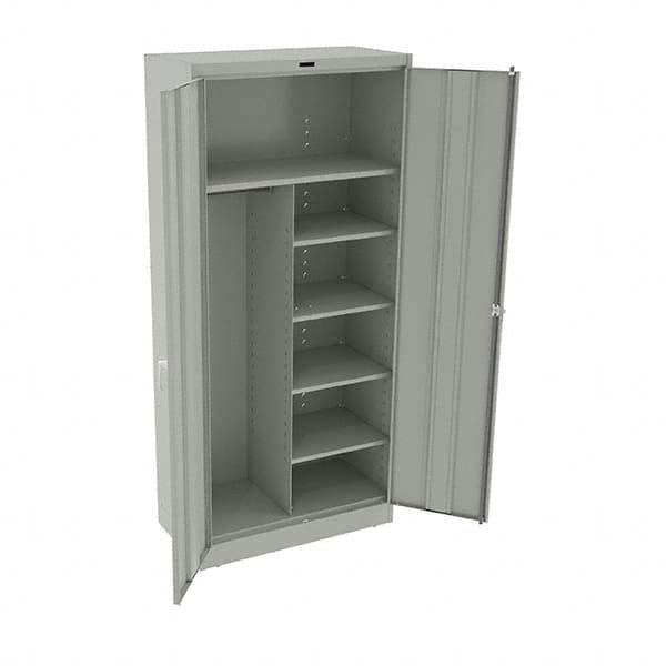 Tennsco - 6 Shelf Combination Storage Cabinet - Steel, 36" Wide x 18" Deep x 78" High, Light Gray - Caliber Tooling