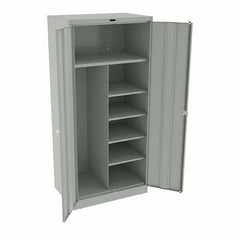 Tennsco - 6 Shelf Combination Storage Cabinet - Steel, 36" Wide x 24" Deep x 78" High, Light Gray - Caliber Tooling