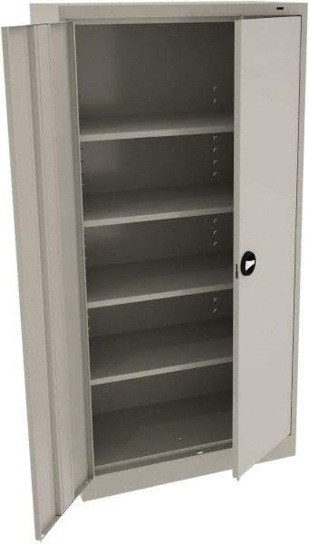 Tennsco - 5 Shelf Locking Storage Cabinet - Steel, 36" Wide x 18" Deep x 72" High, Light Gray - Caliber Tooling