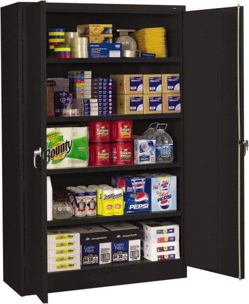 Tennsco - 5 Shelf Locking Storage Cabinet - Steel, 48" Wide x 24" Deep x 78" High, Black - Caliber Tooling