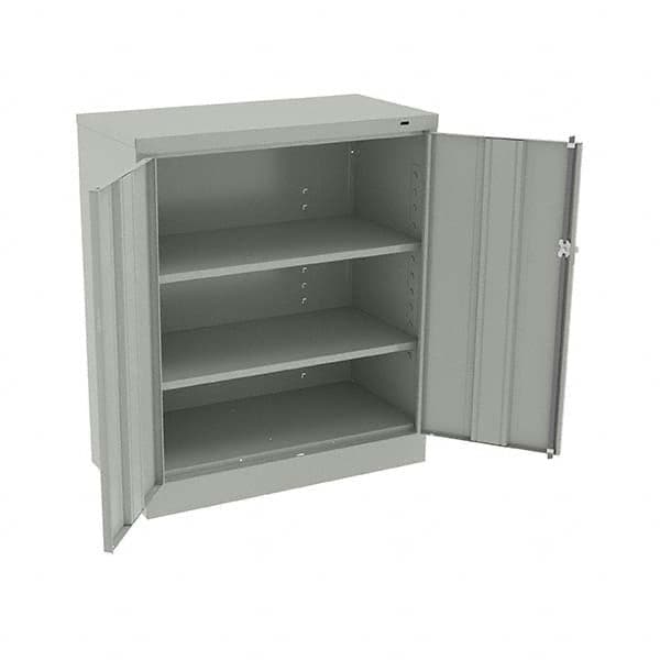 Tennsco - 3 Shelf Locking Storage Cabinet - Steel, 36" Wide x 18" Deep x 42" High, Light Gray - Caliber Tooling