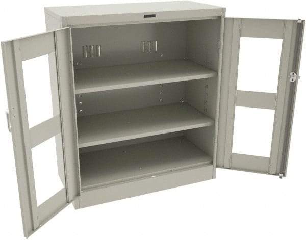 Tennsco - 3 Shelf Visible Storage Cabinet - Steel, 36" Wide x 24" Deep x 42" High, Light Gray - Caliber Tooling