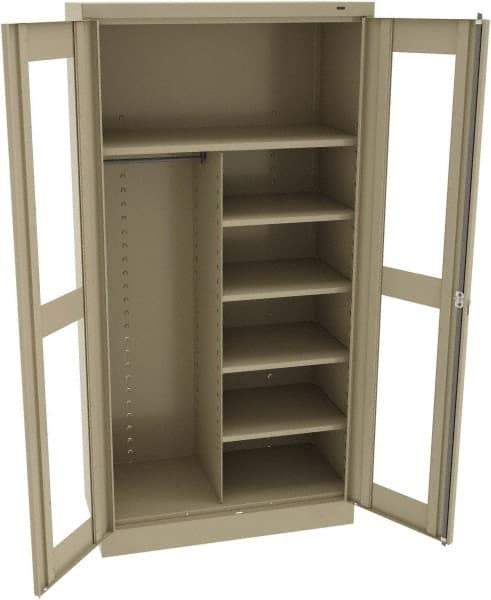 Tennsco - 6 Shelf Combination Storage Cabinet - Steel, 36" Wide x 18" Deep x 72" High, Sand - Caliber Tooling