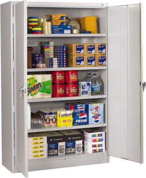 Tennsco - 5 Shelf Locking Storage Cabinet - Steel, 48" Wide x 24" Deep x 78" High, Light Gray - Caliber Tooling