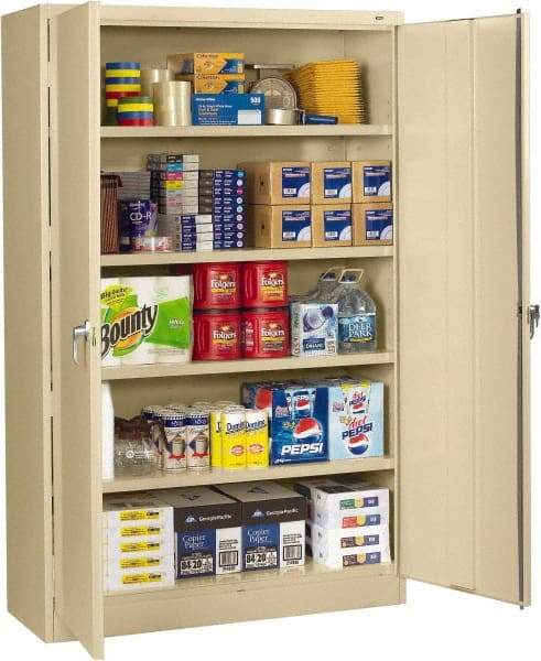 Tennsco - 5 Shelf Locking Storage Cabinet - Steel, 48" Wide x 24" Deep x 78" High, Champagne/Putty - Caliber Tooling