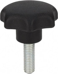 Morton Machine Works - 1.57" Head Diam, 7 Point Scalloped Knob - 5/16-18 Stem, Thermoplastic, Black - Caliber Tooling