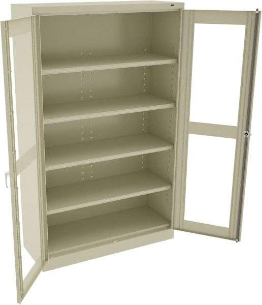 Tennsco - 5 Shelf Visible Storage Cabinet - Steel, 48" Wide x 18" Deep x 78" High, Champagne/Putty - Caliber Tooling