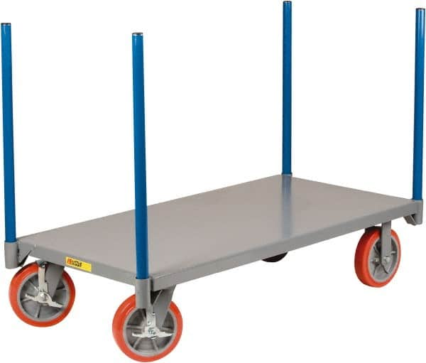 Little Giant - 3,600 Lb Capacity Steel Pipe Stake Truck - Steel Deck, 30" OAW, 48" Platform Length, Polyurethane Casters - Caliber Tooling