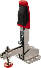 Bessey - 450 Lb Holding Capacity, Vertical Handle, Manual Hold Down Toggle Clamp - 55° Handle Movement, 45° Bar Opening, U-Bar, Flanged Base, Carbon Steel - Caliber Tooling