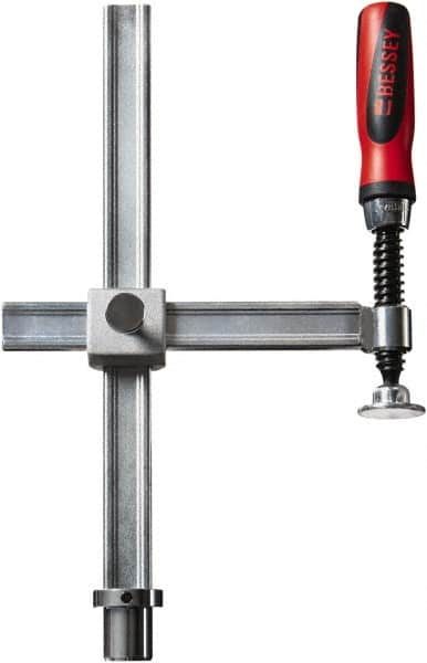 Bessey - 1,200 Lb Holding Capacity, 12" Max Opening Capacity, 1,200 Lb Clamping Pressure, Manual Hold Down Clamp - 10" Arm Length, 10-7/16" Clamp Length, 2-19/32" Clamp Width, 15-3/4" Clamp Height, 28mm Stud Mount, Steel - Caliber Tooling