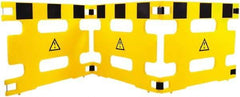 Made in USA - 36" High Folding Barricade - Plastic, Black & Yellow - Caliber Tooling