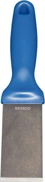 Remco - Stiff Stainless Steel Beveled Scraper - 1-1/2" Blade Width x 3-1/2" Blade Length, 5-13/32" Long Ergonomic Polypropylene Handle - Caliber Tooling