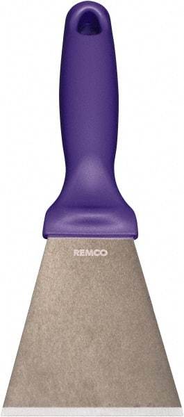 Remco - Stiff Stainless Steel Beveled Scraper - 3" Blade Width x 3-1/2" Blade Length, 5-13/32" Long Ergonomic Polypropylene Handle - Caliber Tooling