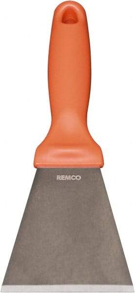 Remco - Stiff Stainless Steel Beveled Scraper - 3" Blade Width x 3-1/2" Blade Length, 5-13/32" Long Ergonomic Polypropylene Handle - Caliber Tooling