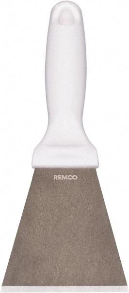 Remco - Stiff Stainless Steel Beveled Scraper - 3" Blade Width x 3-1/2" Blade Length, 5-13/32" Long Ergonomic Polypropylene Handle - Caliber Tooling