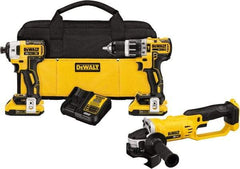 DeWALT - 20 Volt Cordless Tool Combination Kit - Includes Brushless Compact Hammer Drill, Impact Driver, Angle Grinder & Cut-Off Tool, Lithium-Ion Battery Included - Caliber Tooling