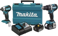 Makita - 18 Volt Cordless Tool Combination Kit - Includes 1/2" Hammer Drill & 1/4" Impact Driver, Lithium-Ion Battery Included - Caliber Tooling