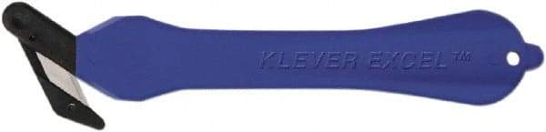 Klever Innovations - Fixed Safety Cutter - 1-1/4" Carbon Steel Blade, Blue Plastic Handle, 1 Blade Included - Caliber Tooling