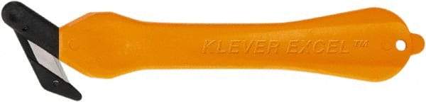 Klever Innovations - Fixed Safety Cutter - 1-1/4" Carbon Steel Blade, Orange Plastic Handle, 1 Blade Included - Caliber Tooling