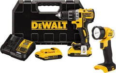 DeWALT - 20 Volt 1/2" Chuck Mid-Handle Cordless Drill - 0-500 & 0-2000 RPM, Keyless Chuck, Reversible, 2 Lithium-Ion Batteries Included - Caliber Tooling