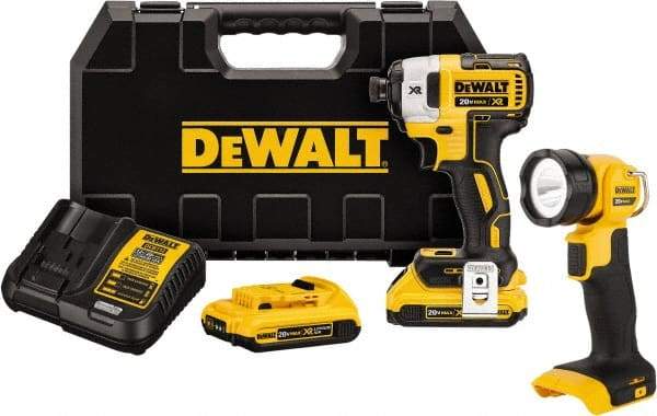 DeWALT - 20 Volt, 1/4" Drive, 20, 125, 152 Ft/Lb Torque, Cordless Impact Driver - 1000, 2800, 3250 RPM, Lithium-Ion Battery Included - Caliber Tooling