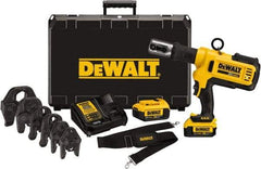 DeWALT - 4 Ton Electric Crimper - Includes DCE200, (2) DCB204, DCE115, Shoulder Strap, (5) 1/2 - 2" Crimping Heads, Kit Box - Caliber Tooling