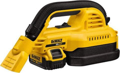 DeWALT - 0.5 Gal Plastic Tank, Battery Powered Wet/Dry Vacuum - 0.33 Peak hp, 20 Volt, 1-1/4" Hose Fitting, Cordless, HEPA Filter, Accessories Included - Caliber Tooling