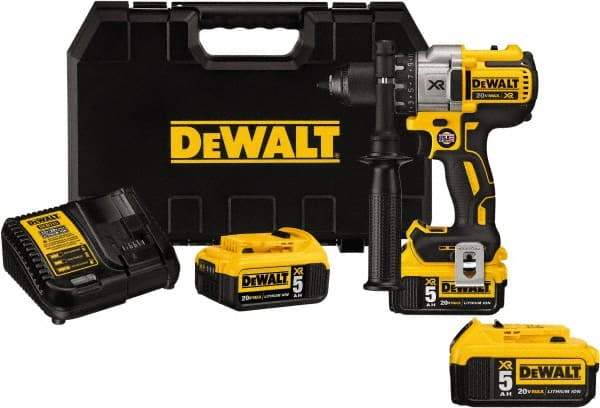 DeWALT - 20 Volt 1/2" Chuck Pistol Grip Handle Cordless Drill - 0-2000 RPM, Keyless Chuck, Reversible, 2 Lithium-Ion Batteries Included - Caliber Tooling