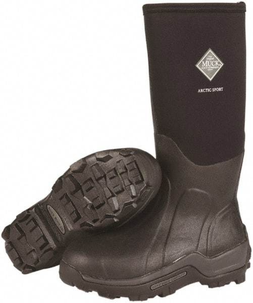 Honeywell - Men's Size 8 Wide Width Steel Knee Boot - Black, Neoprene Upper, Rubber Outsole, 16" High, Pull-On, Waterproof - Caliber Tooling