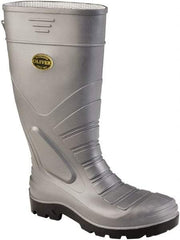 OLIVER - Men's Size 8 Wide Width Steel Knee Boot - Gray, PVC/Nitrile Blend Upper, PVC/Nitrile Blend Outsole, 16" High, Pull-On, Heat Resistant, Puncture Resistant - Caliber Tooling