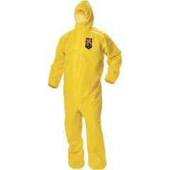 KleenGuard - Size L PE Film Chemical Resistant Coveralls - Yellow, Zipper Closure, Elastic Cuffs, Elastic Ankles, Taped Seams, ISO Class 1, 2 & 3 - Caliber Tooling