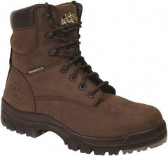 OLIVER - Men's Size 8.5 Wide Width Plain Work Boot - Brown, Leather Upper, Rubber Outsole, 6" High, Lace-Up - Caliber Tooling