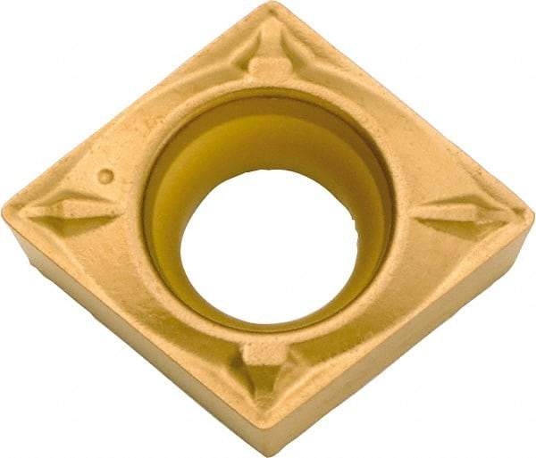 Kyocera - CCMT21.50.5 WP Grade PV720 Cermet Turning Insert - TiCN (Megacoat Nano) Finish, 80° Diamond, 1/4" Inscr Circle, 3/32" Thick, 0.008" Corner Radius - Caliber Tooling