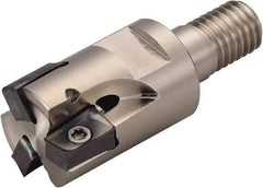 Kyocera - 25mm Cut Diam, 15mm Max Depth of Cut, 57mm OAL, Indexable Square Shoulder End Mill - LOMU 1505..ER-GH, LOMU 1505..ER-GM, LOMU 1505..ER-SM Inserts, M12 Modular Connection, 90° Lead Angle, Through Coolant, Series M-Four - Caliber Tooling