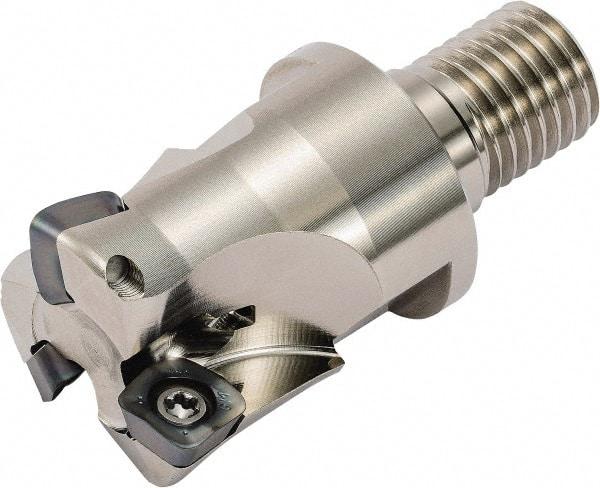 Kyocera - 25mm Cut Diam, 1.5mm Max Depth, M12 Modular Connection Indexable High-Feed End Mill - Screw Holding Method, SOMT 100420ER-.. Insert, MFH Toolholder, Through Coolant - Caliber Tooling