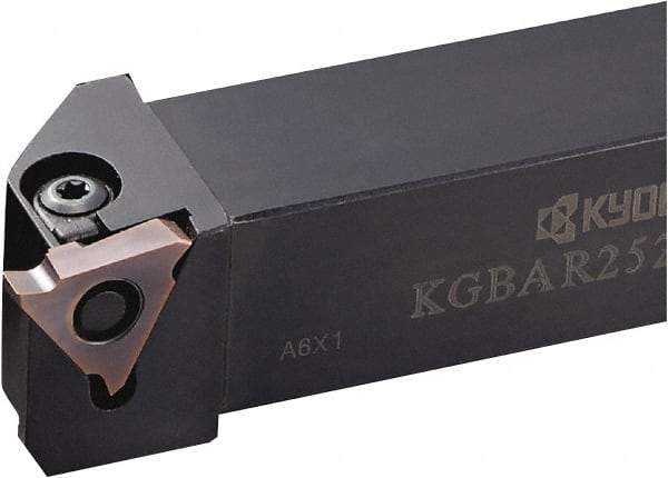 Kyocera - KGBA, External, Right Hand, 0.157" Max Depth of Cut, 0.013 to 0.189" Groove Width, Indexable Grooving Tool Holder - GBA43R/L.. Insert Compatibility, 1" Shank Height, 1" Shank Width, 6" OAL - Caliber Tooling