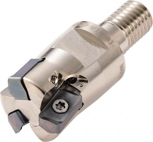 Kyocera - 31.75mm Cut Diam, 0.9906mm Max Depth, M16 Modular Connection Indexable High-Feed End Mill - Screw Holding Method, LOGU 030310ER-GM Insert, MFH Toolholder, Through Coolant - Caliber Tooling