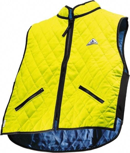 Techniche - Size XS, High Visibility Lime Cooling Vest - Zipper Front, Nylon, HyperKewl - Caliber Tooling