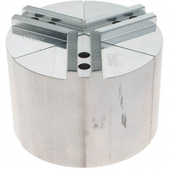 Abbott Workholding Products - 6" Max Chuck Capacity, 1.5mm x 60° Serrated Interface, Round Soft Lathe Chuck Jaw - 3 Jaw, Aluminum, 0.7874" Btw Mount Hole Ctrs, 6" Wide, 4" High, 10mm Fastener - Caliber Tooling