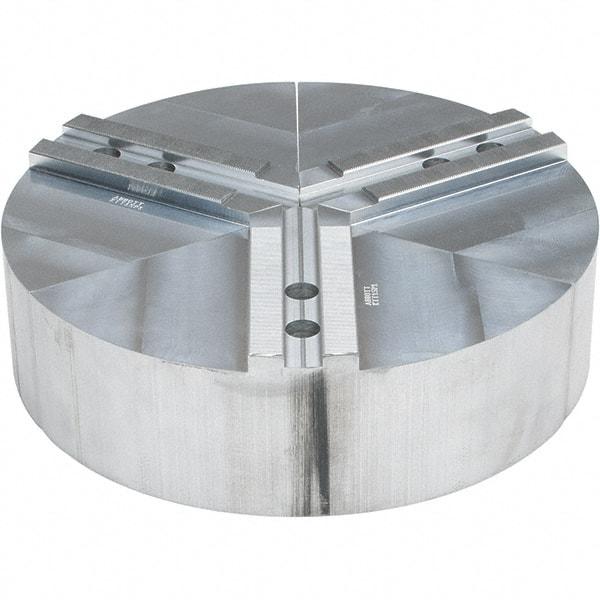 Abbott Workholding Products - 15" Max Chuck Capacity, 1.5mm x 60° Serrated Interface, Round Soft Lathe Chuck Jaw - 3 Jaw, Aluminum, 1.6929" Btw Mount Hole Ctrs, 15" Wide, 4" High, 20mm Fastener - Caliber Tooling