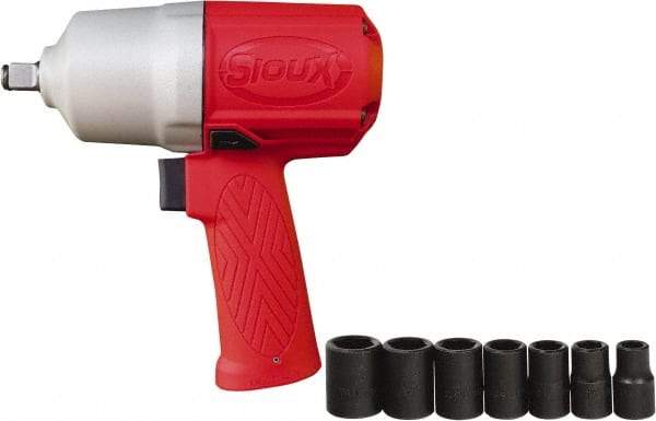 Sioux Tools - 1/2" Drive, 11,000 RPM, 780 Ft/Lb Torque Impact Wrench - Pistol Grip Handle, 1,250 IPM, 4 CFM, 90 psi, 6.35mm Inlet - Caliber Tooling