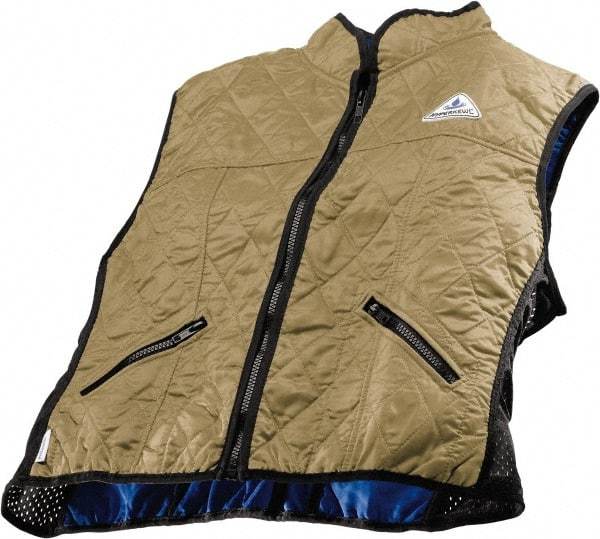 Techniche - Size 2XL, Khaki Cooling Vest - Zipper Front, Nylon, HyperKewl - Caliber Tooling