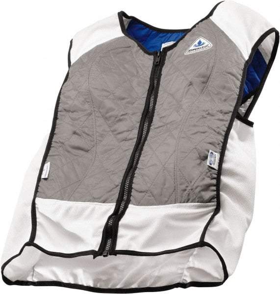 Techniche - Size L, Silver Cooling Vest - Zipper Front, Nylon, HyperKewl, Poly-Cotton - Caliber Tooling